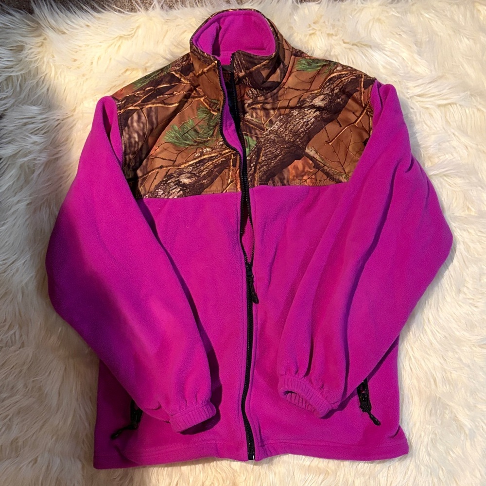 Women's Pink and Camouflage Fleece Jacket